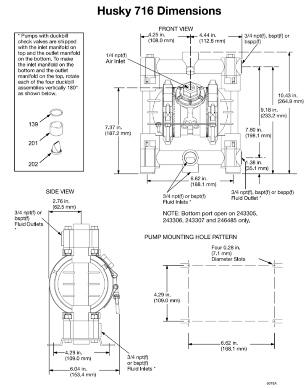 Kích Thước Chi Tiết Bơm Màng Husky 716 Part D53211 – Hanke