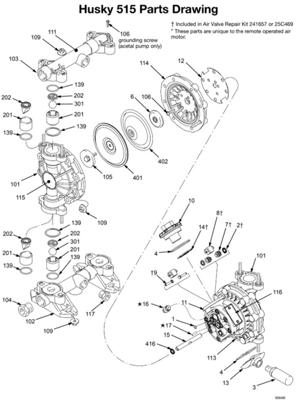 Cấu tạo bơm màng khí nén Graco Husky 515 Hanke